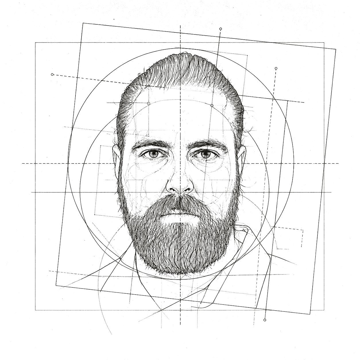 Line drawing portrait of Doug Stark